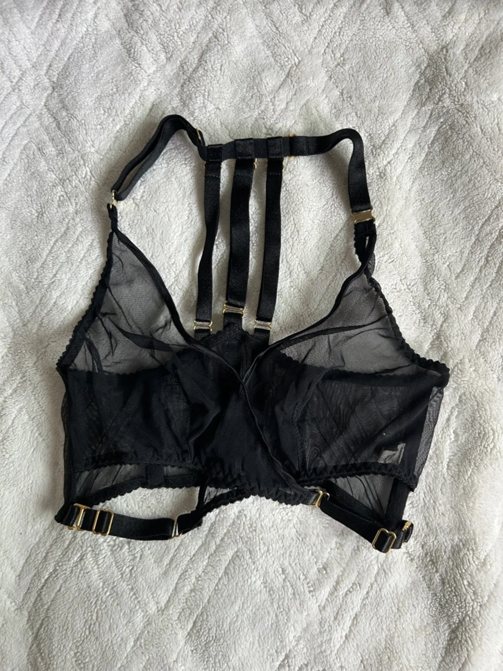 Bordelle. ART DECO MESH WRAP BRA BLACK in Small - Picture 7 of 9
